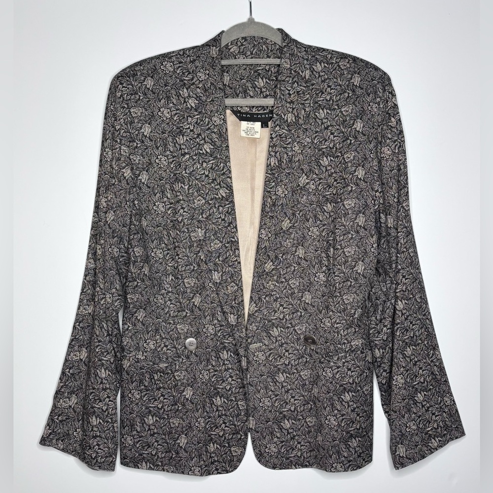 Vintage 80’s Tina Hagen Floral Tapestry Print Double‎ Breasted Blazer